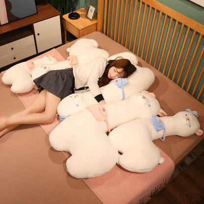 Adorable Fluffy White Pancake Alpaca Plush Toy
