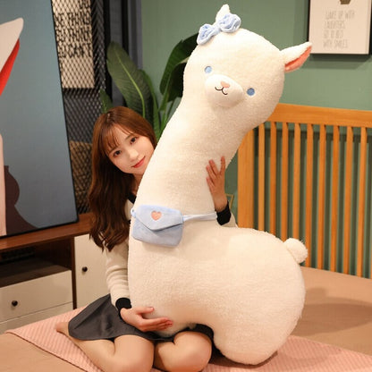 Adorable Fluffy White Pancake Alpaca Plush Toy