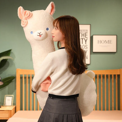 Adorable Fluffy White Pancake Alpaca Plush Toy