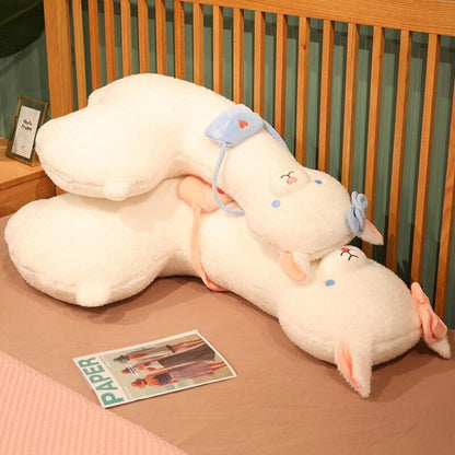 Adorable Fluffy White Pancake Alpaca Plush Toy