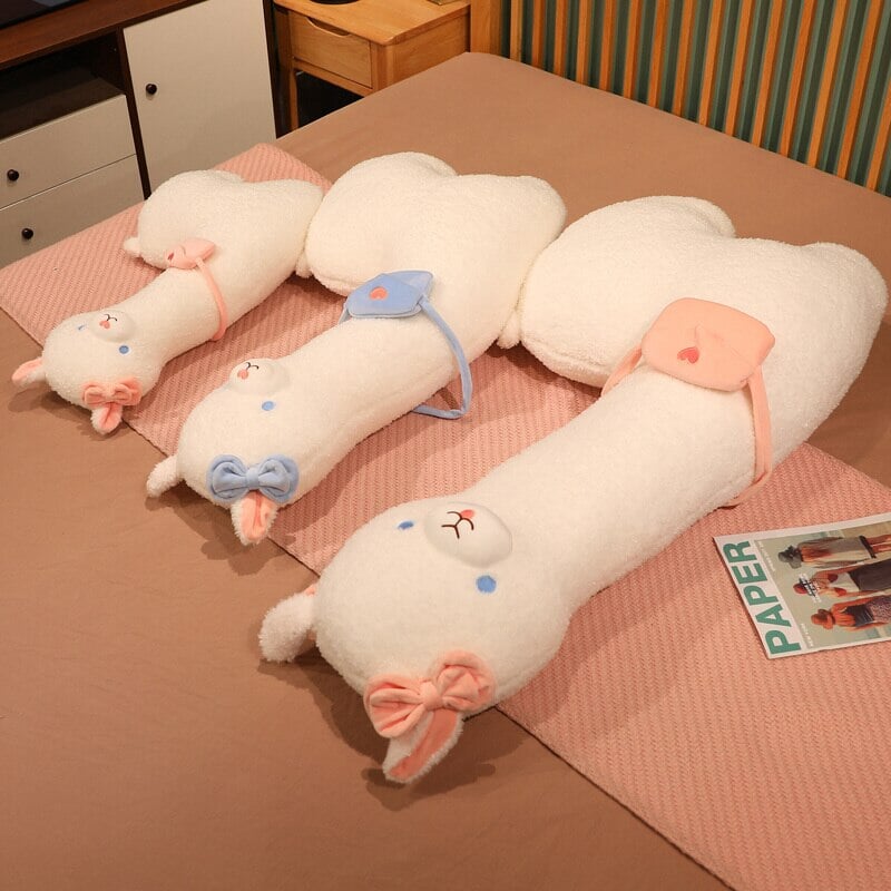 Adorable Fluffy White Pancake Alpaca Plush Toy