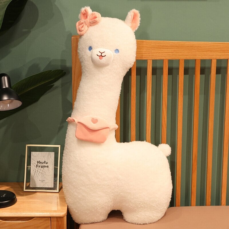 Adorable Fluffy White Pancake Alpaca Plush Toy