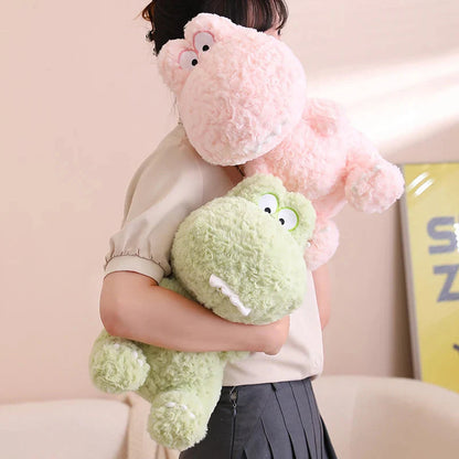 Adorable Kawaii Green and Pink Dinosaur Plush Toys