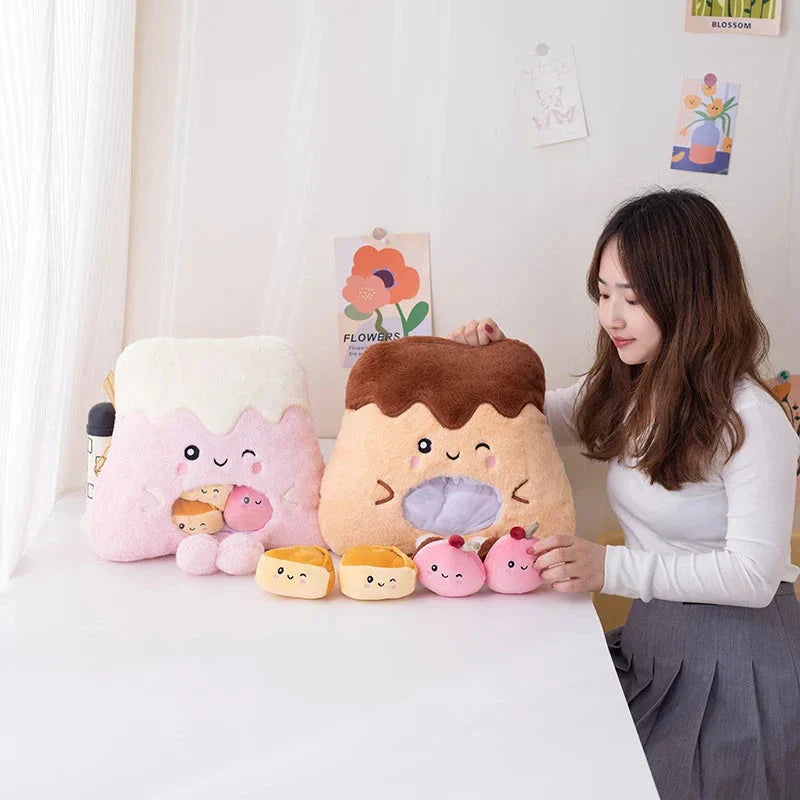 Adorable Plush Candy Bag: Kawaii Mountain Dessert Friends