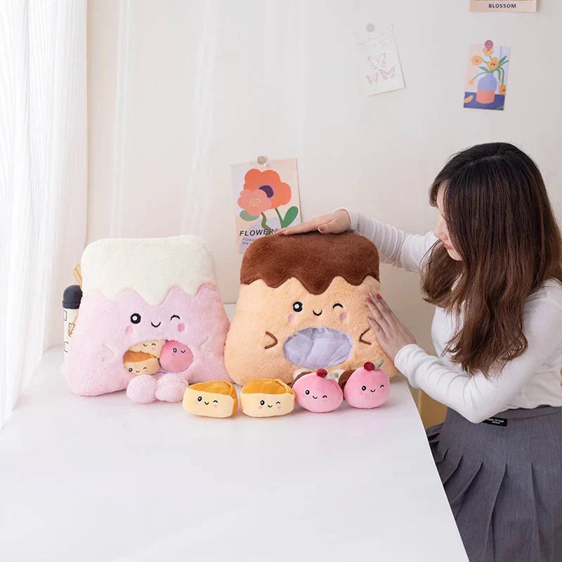 Adorable Plush Candy Bag: Kawaii Mountain Dessert Friends