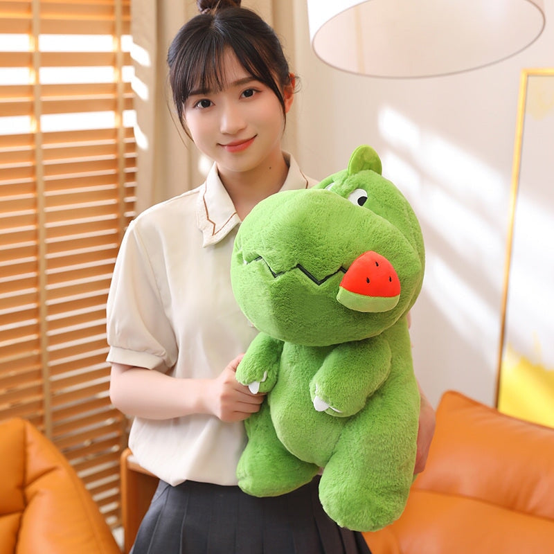 Adorable Pink and Green Fluffy Dinosaur Plush Toys
