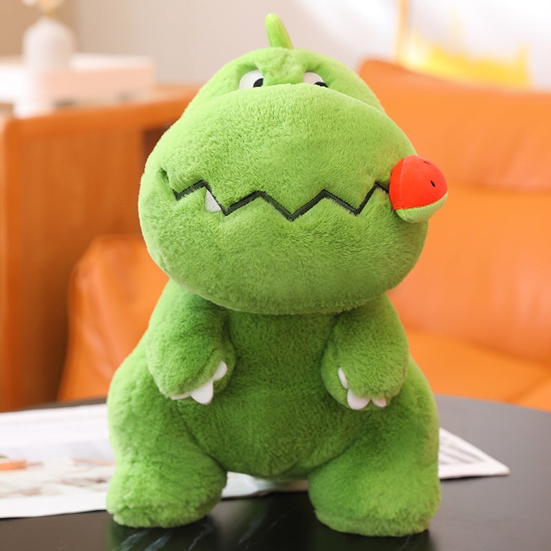 Adorable Pink and Green Fluffy Dinosaur Plush Toys