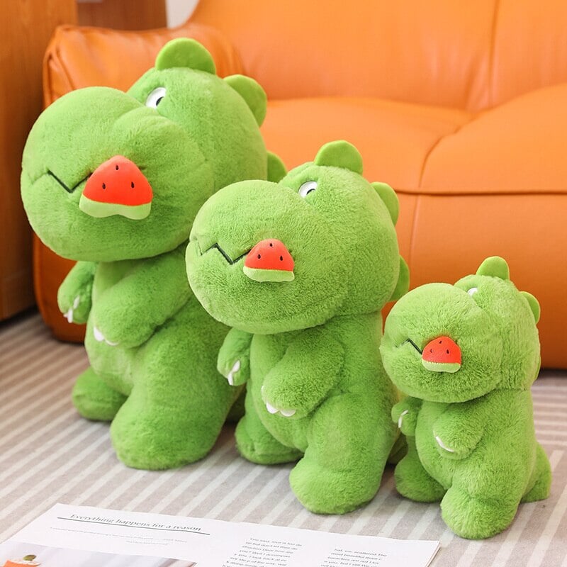 Adorable Pink and Green Fluffy Dinosaur Plush Toys