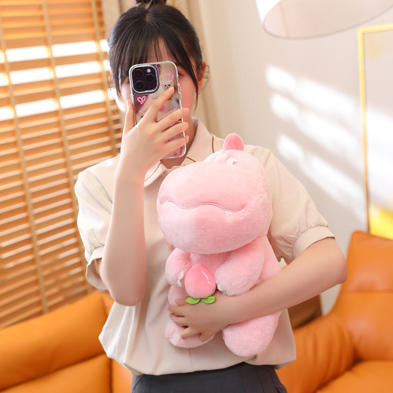 Adorable Pink and Green Fluffy Dinosaur Plush Toys
