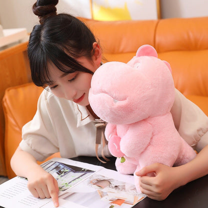 Adorable Pink and Green Fluffy Dinosaur Plush Toys