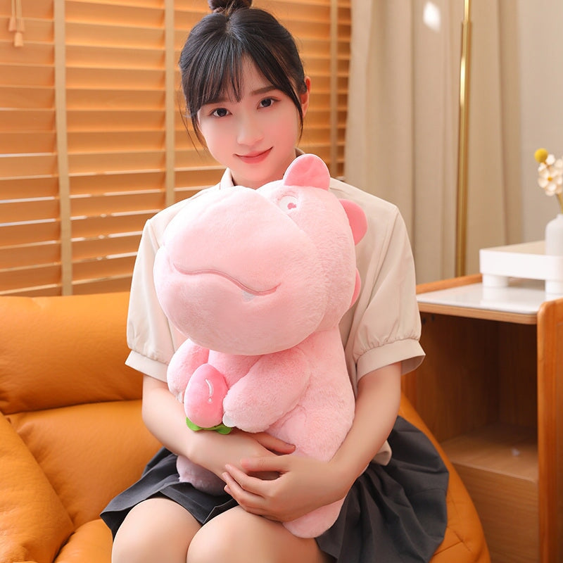 Adorable Pink and Green Fluffy Dinosaur Plush Toys