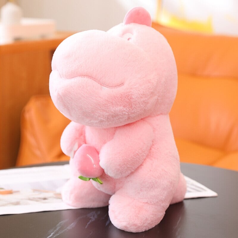 Adorable Pink and Green Fluffy Dinosaur Plush Toys