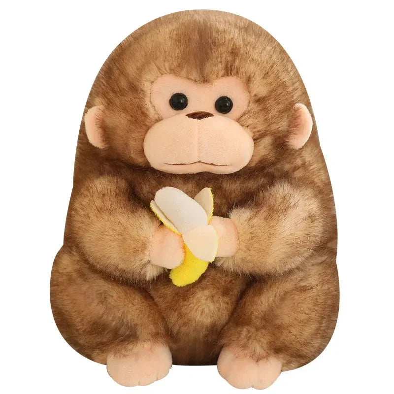 Adorable Kawaii Yellow and Brown Chunky Monkey Plushie with Banana Accessory
