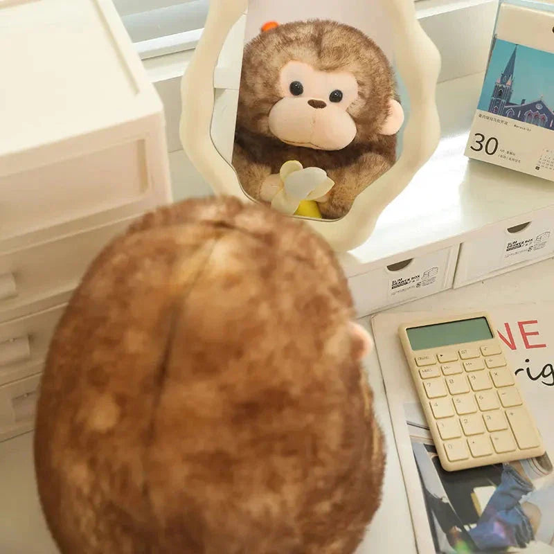 Adorable Kawaii Yellow and Brown Chunky Monkey Plushie with Banana Accessory