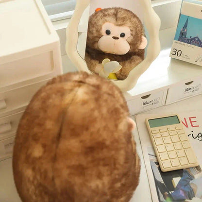 Adorable Kawaii Yellow and Brown Chunky Monkey Plushie with Banana Accessory