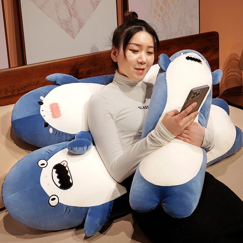 Adorable Long Plush Shark: Cuddly, Angry, and Shocked! | Just Arrived