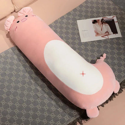 Snuggly Long Penguin, Shiba Inu, Pig, and Zebra Plush Friends