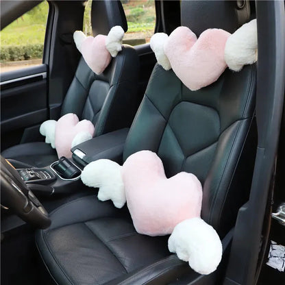 Charming Love Heart Wings Plush Car Headrest Pillow