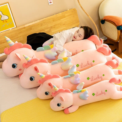 Adorable Long Pink Unicorn Plushie - Lucky Edition