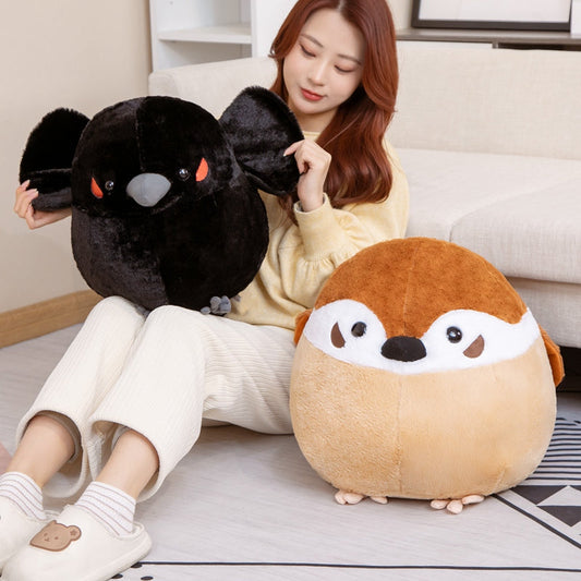 Adorable Round Chonky Bird Plushies: Sparrow, Raven, and Crow Collection!