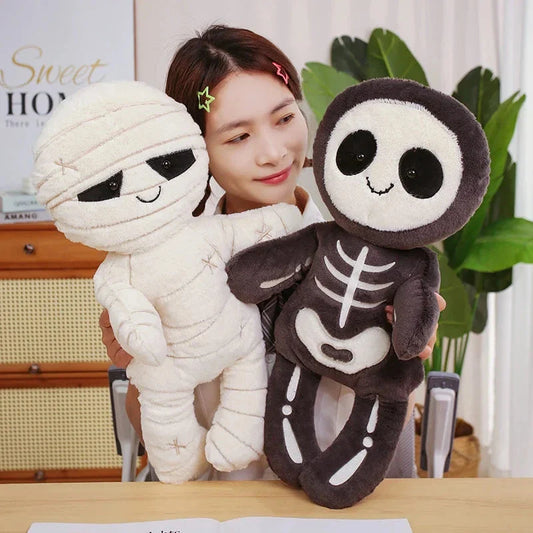 Chilling Skeleton and Mysterious Mummy Halloween Plush Toys