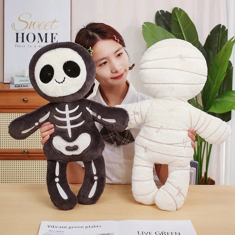 Chilling Skeleton and Mysterious Mummy Halloween Plush Toys