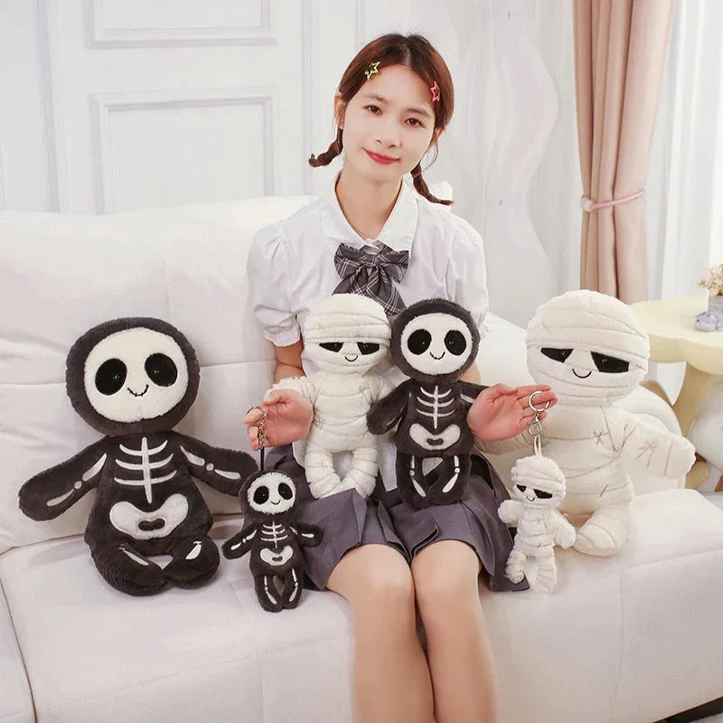 Chilling Skeleton and Mysterious Mummy Halloween Plush Toys