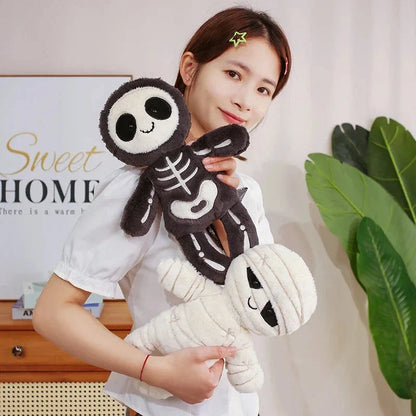 Chilling Skeleton and Mysterious Mummy Halloween Plush Toys
