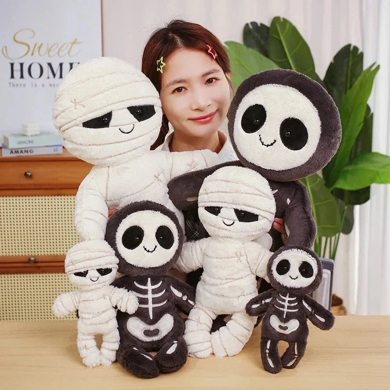 Chilling Skeleton and Mysterious Mummy Halloween Plush Toys