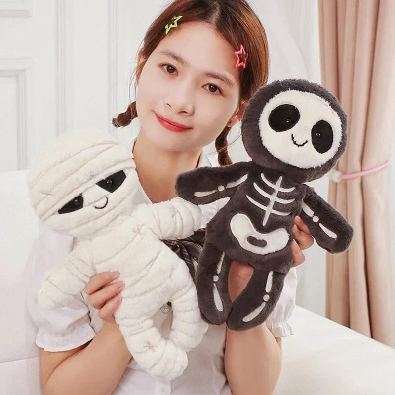 Chilling Skeleton and Mysterious Mummy Halloween Plush Toys
