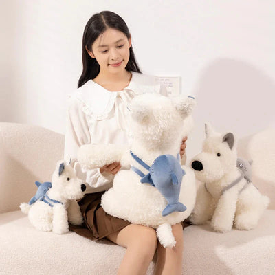 Adorable Schnauzer Plush Toy with Shark Bag Design