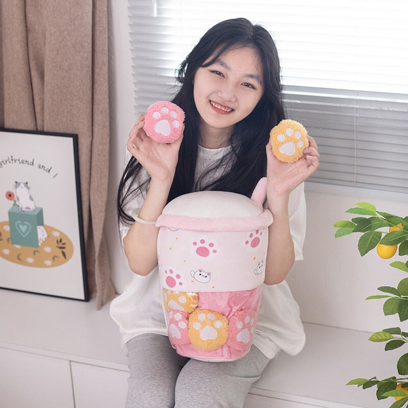 Adorable Smiling Boba Dessert Plush Toy