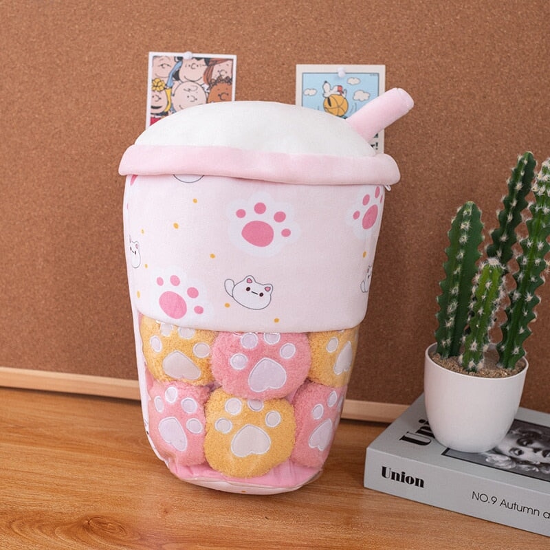 Adorable Smiling Boba Dessert Plush Toy