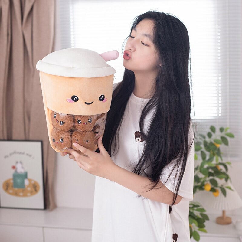 Adorable Smiling Boba Dessert Plush Toy