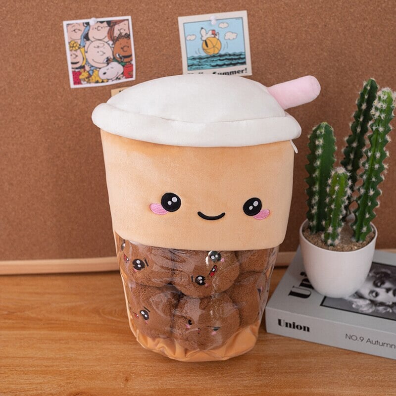 Adorable Smiling Boba Dessert Plush Toy