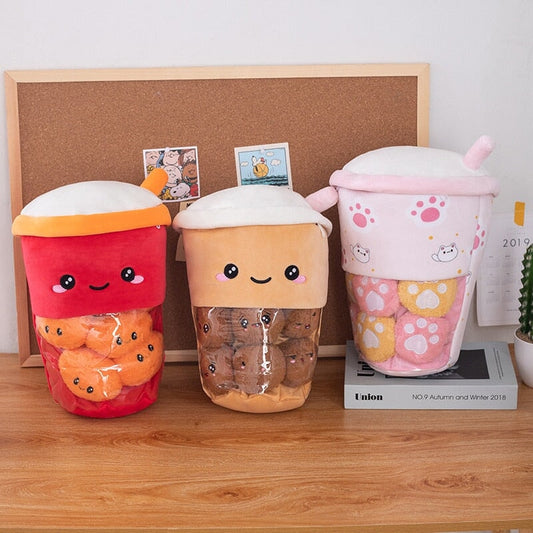 Adorable Smiling Boba Dessert Plush Toy