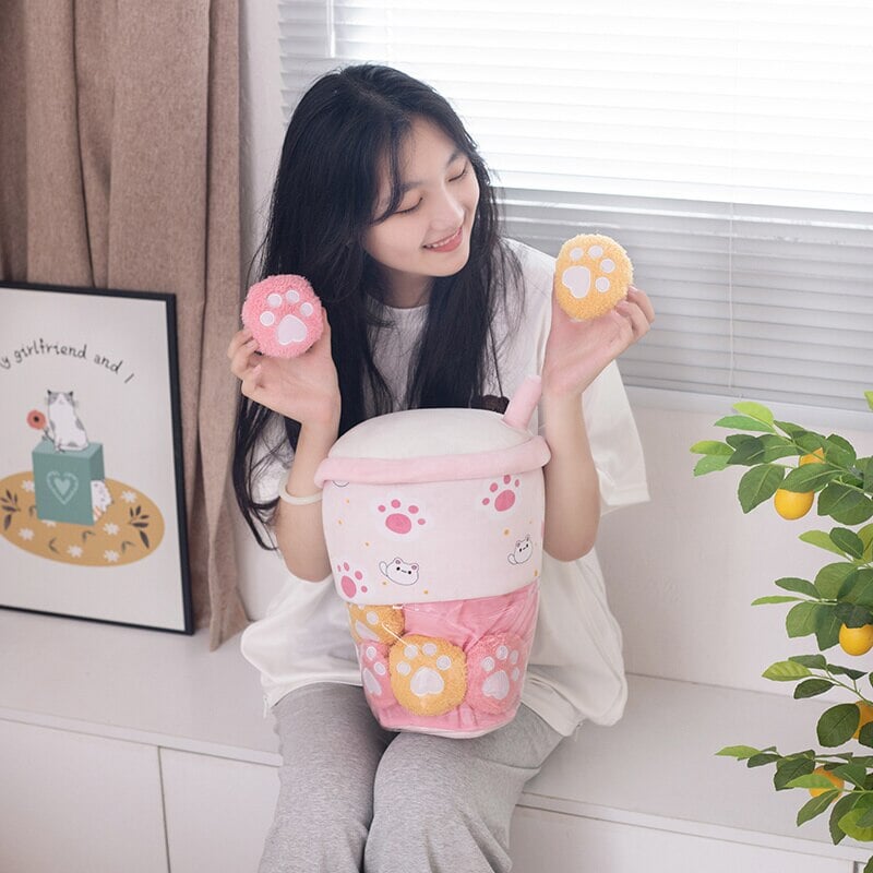 Adorable Smiling Boba Dessert Plush Toy