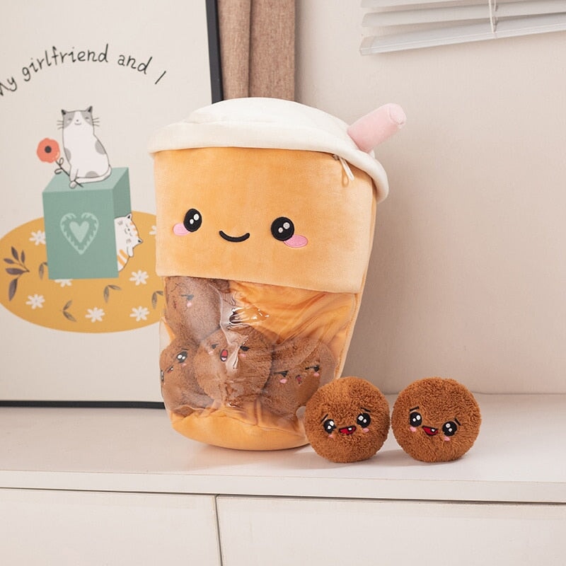 Adorable Smiling Boba Dessert Plush Toy