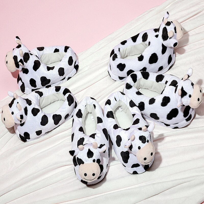 Cozy Cow Print Plush Slippers for Ultimate Comfort