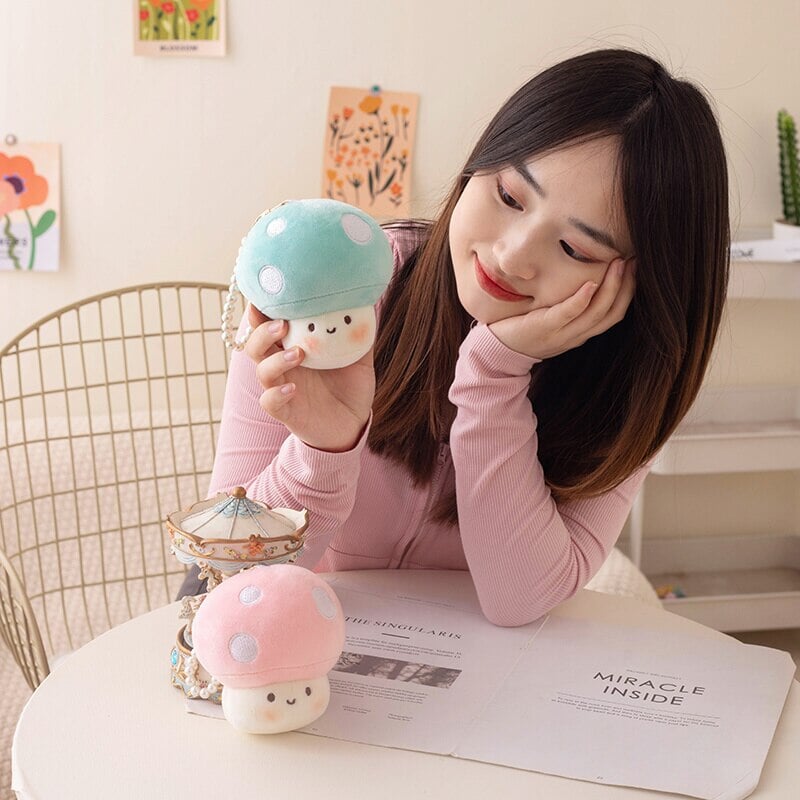 Adorable Squishy Mushroom Friends Plush Keychain Collection