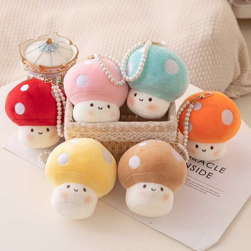Adorable Squishy Mushroom Friends Plush Keychain Collection