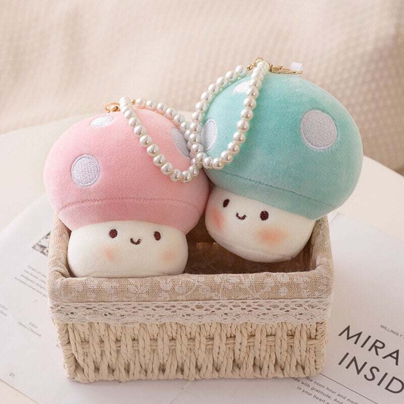 Adorable Squishy Mushroom Friends Plush Keychain Collection