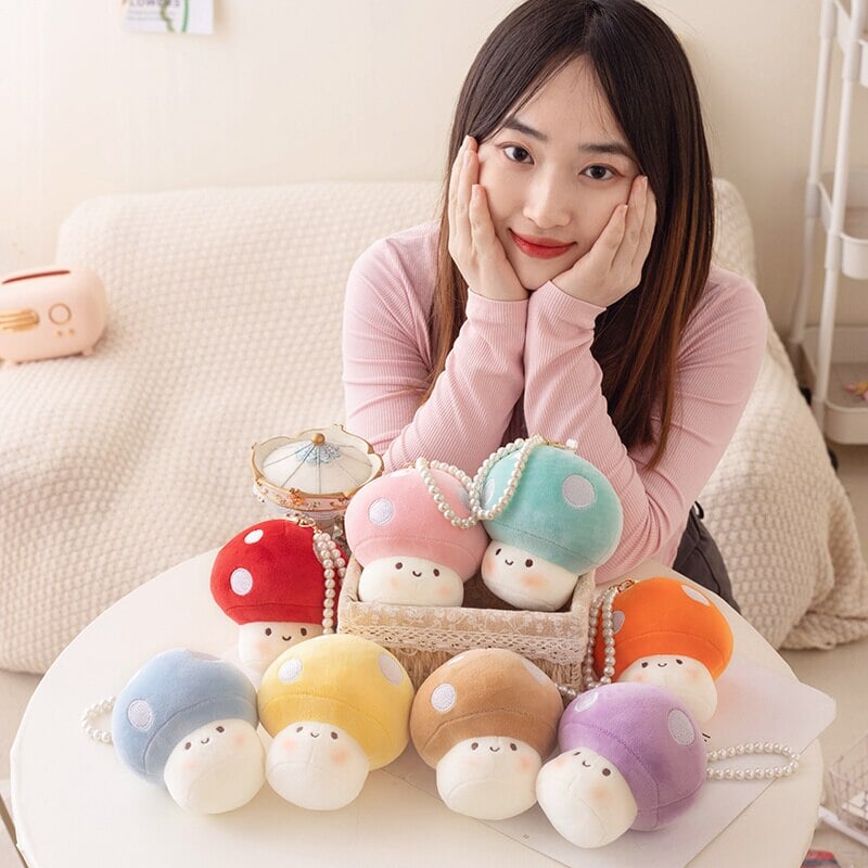 Adorable Squishy Mushroom Friends Plush Keychain Collection
