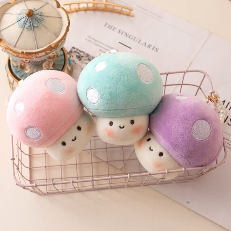 Adorable Squishy Mushroom Friends Plush Keychain Collection