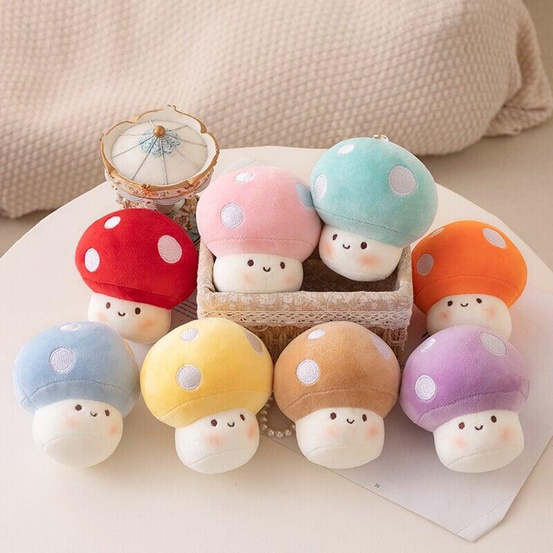 Adorable Squishy Mushroom Friends Plush Keychain Collection