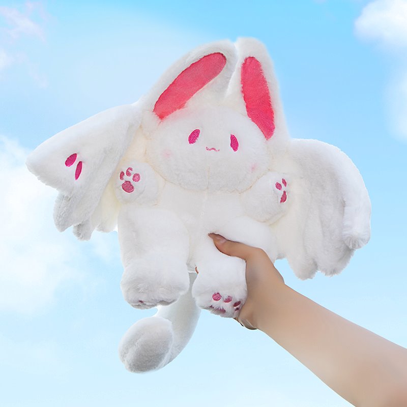 Adorable White Kawaii Fluffy Bat Plush Toy