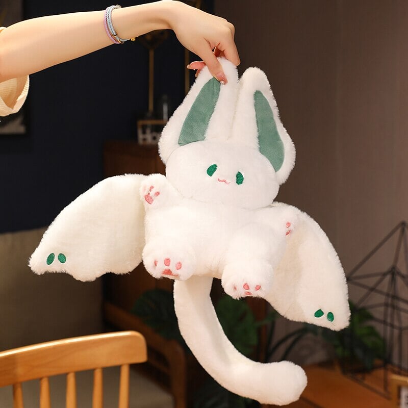 Adorable White Kawaii Fluffy Bat Plush Toy