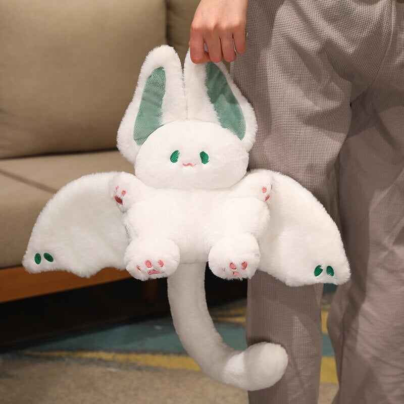 Adorable White Kawaii Fluffy Bat Plush Toy