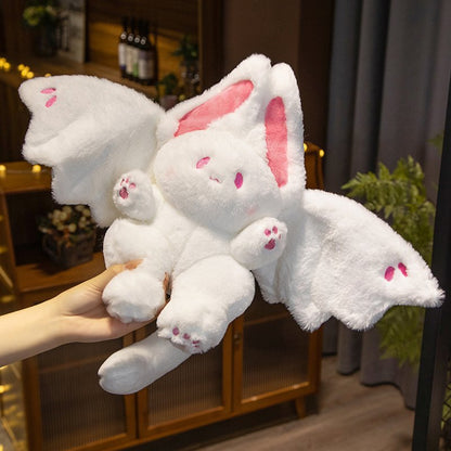 Adorable White Kawaii Fluffy Bat Plush Toy