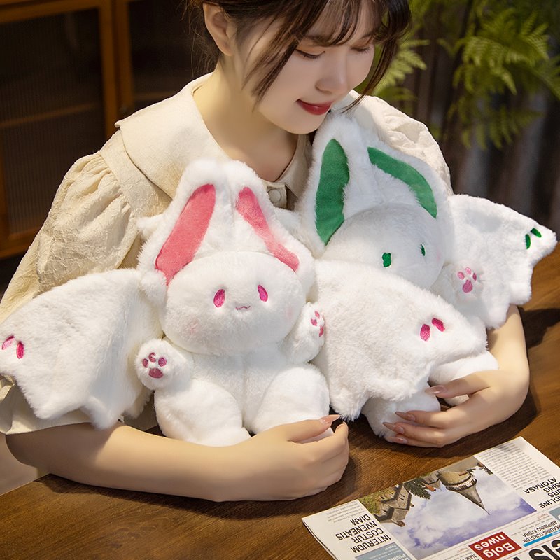 Adorable White Kawaii Fluffy Bat Plush Toy